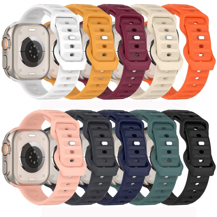 For Apple Watch 8 45mm Reverse Buckle Dot Texture Silicone Watch Band(White) - Watch Bands by PMC TechLife | Online Shopping South Africa | PMC TechLife