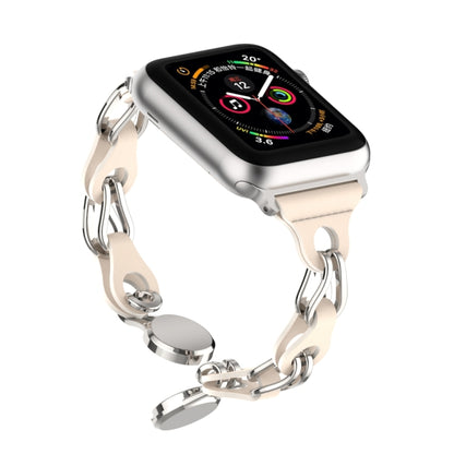 For Apple Watch 8 41mm Hollow Leather Chain Magnetic Buckle Watch Band(Starlight Color) - Watch Bands by PMC Jewellery | Online Shopping South Africa | PMC Jewellery