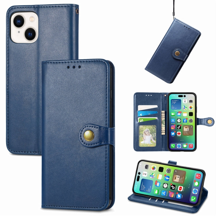 For  iPhone 15 Pro Retro Solid Color Buckle Leather Phone Case(Blue) - iPhone 15 Pro Cases by PMC Jewellery | Online Shopping South Africa | PMC Jewellery