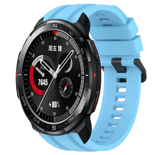 For Honor Watch GS Pro Long & Short Sports Solid Color Silicone Watch Band Set(Sky Blue) - Watch Bands by PMC Jewellery | Online Shopping South Africa | PMC Jewellery