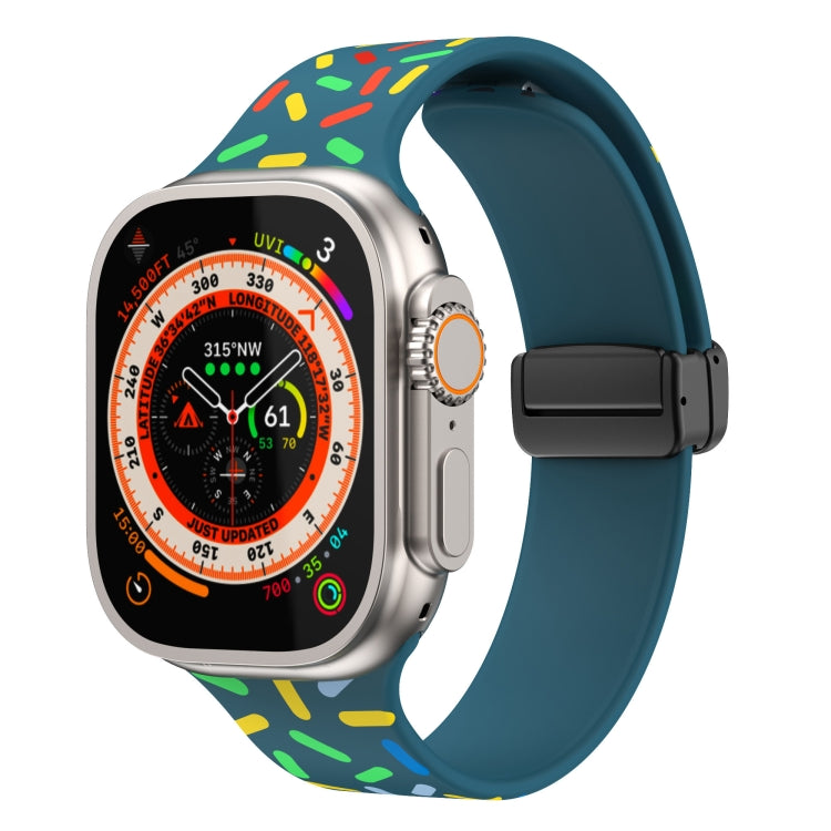 For Apple Watch 3 42mm Rainbow Dots Silicone Magnetic Black Buckle Watch Band(Blue) - Watch Bands by PMC Jewellery | Online Shopping South Africa | PMC Jewellery