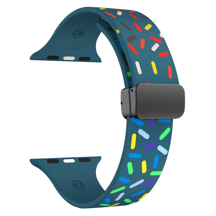 For Apple Watch 2 38mm Rainbow Dots Silicone Magnetic Black Buckle Watch Band(Blue) - Watch Bands by PMC Jewellery | Online Shopping South Africa | PMC Jewellery