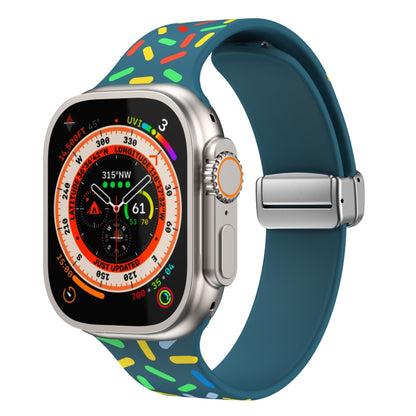 For Apple Watch SE 2022 44mm Rainbow Dots Silicone Magnetic Buckle Watch Band(Blue) - Watch Bands by PMC Jewellery | Online Shopping South Africa | PMC Jewellery