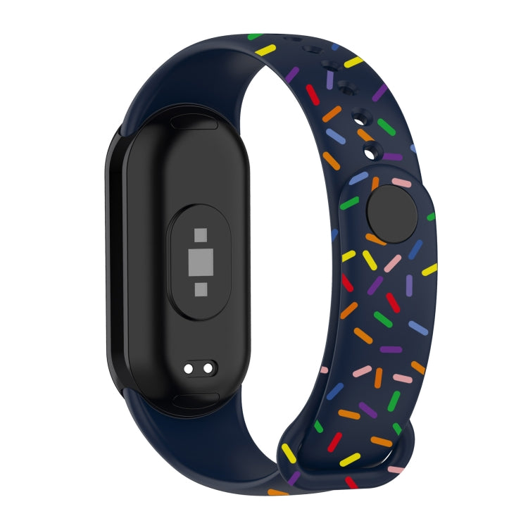 For Xiaomi Band 8 Sports Rainbow Dots Silicone Buckle Watch Band(Midnight Blue) - Watch Bands by PMC Jewellery | Online Shopping South Africa | PMC Jewellery