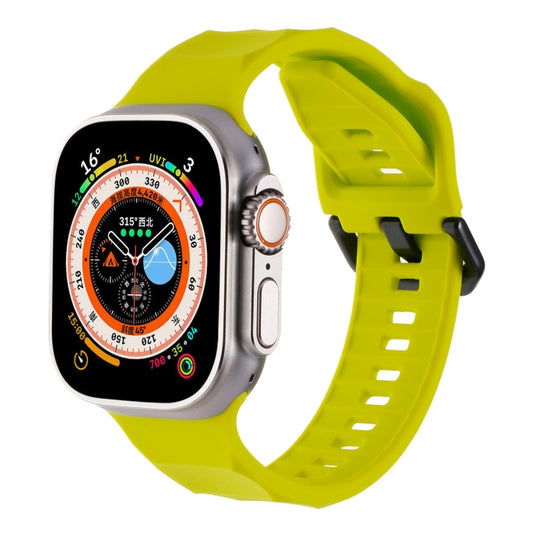 For Apple Watch 8 45mm Ripple Silicone Sports Watch Band(Fluorescent Green) - Watch Bands by PMC Jewellery | Online Shopping South Africa | PMC Jewellery