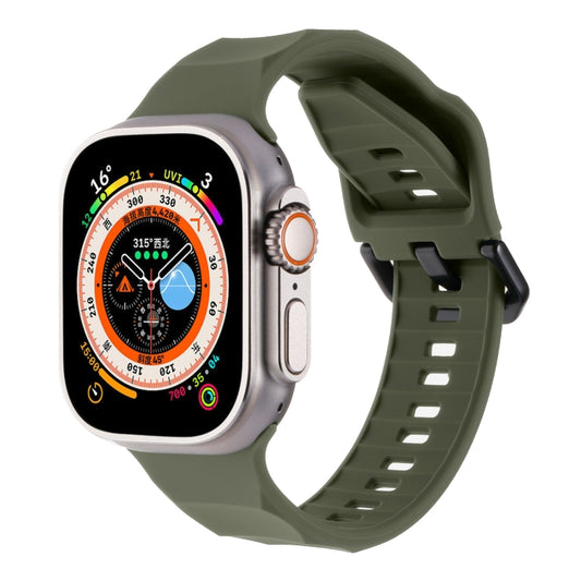 For Apple Watch 7 45mm Ripple Silicone Sports Watch Band(Dark Green) - Watch Bands by PMC Jewellery | Online Shopping South Africa | PMC Jewellery