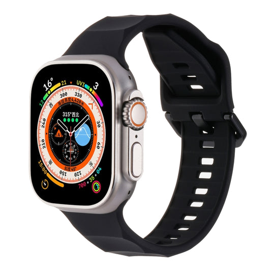 For Apple Watch SE 44mm Ripple Silicone Sports Watch Band(Black) - Watch Bands by PMC Jewellery | Online Shopping South Africa | PMC Jewellery