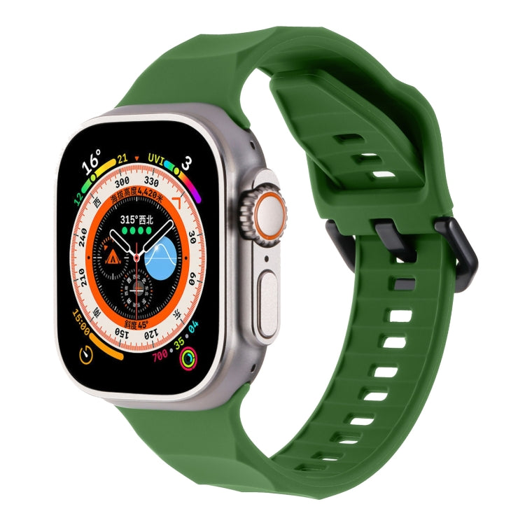 For Apple Watch SE 44mm Ripple Silicone Sports Watch Band(Army Green) - Watch Bands by PMC Jewellery | Online Shopping South Africa | PMC Jewellery