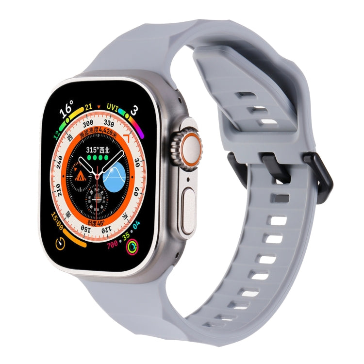 For Apple Watch 4 44mm Ripple Silicone Sports Watch Band(Light Grey) - Watch Bands by PMC Jewellery | Online Shopping South Africa | PMC Jewellery