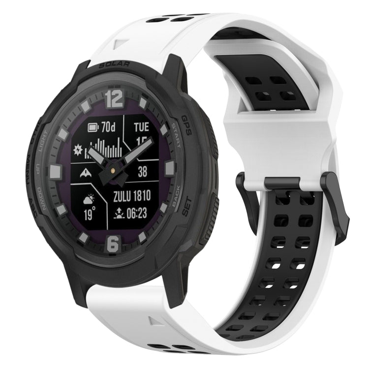 For Garmin Instinct Crossover 22mm Two-Color Reverse Buckle Silicone Watch Band(White+Black) - Watch Bands by PMC TechLife | Online Shopping South Africa | PMC TechLife
