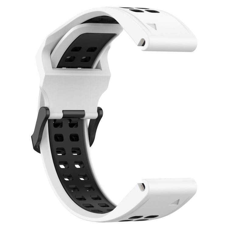 For Garmin Instinct Crossover 22mm Two-Color Reverse Buckle Silicone Watch Band(White+Black) - Watch Bands by PMC TechLife | Online Shopping South Africa | PMC TechLife