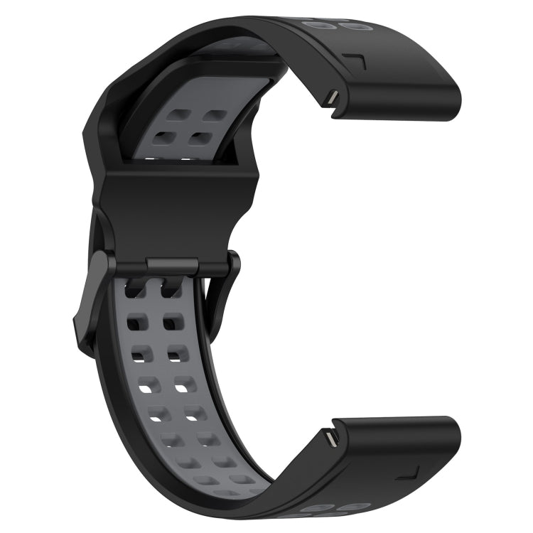 For Garmin Instinct Crossover 22mm Two-Color Reverse Buckle Silicone Watch Band(Black+Grey) - Watch Bands by PMC TechLife | Online Shopping South Africa | PMC TechLife