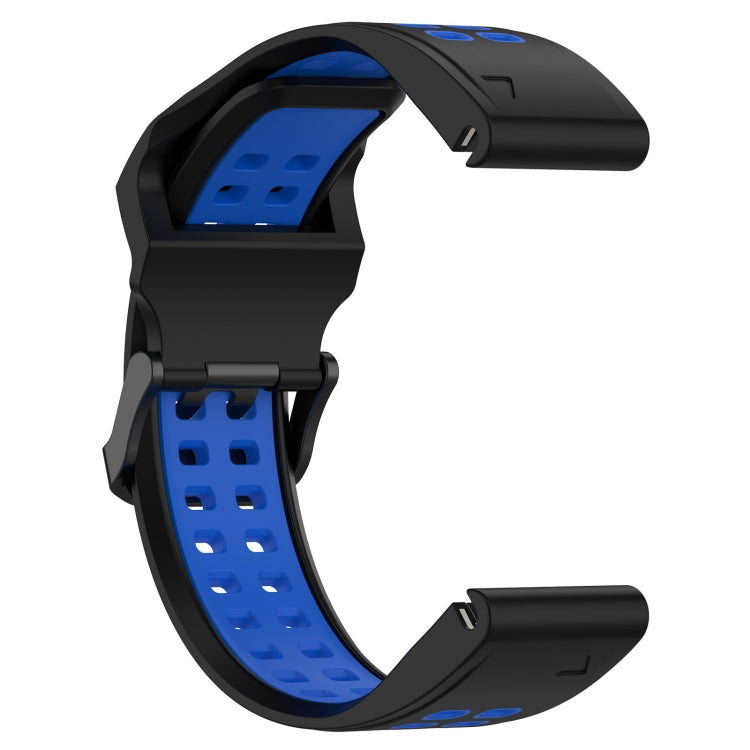 For Garmin Instinct Crossover 22mm Two-Color Reverse Buckle Silicone Watch Band(Black+Blue) - Watch Bands by PMC TechLife | Online Shopping South Africa | PMC TechLife