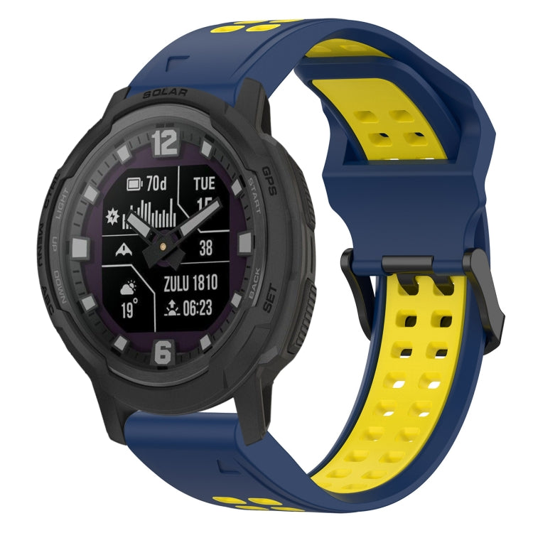 For Garmin Instinct Crossover 22mm Two-Color Reverse Buckle Silicone Watch Band(Blue+Yellow) - Watch Bands by PMC TechLife | Online Shopping South Africa | PMC TechLife