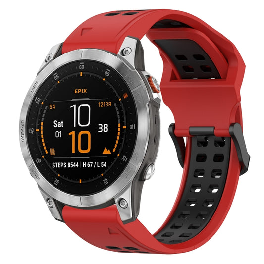 For Garmin Epix Gen 2 22mm Two-Color Reverse Buckle Silicone Watch Band(Red+Black) - Watch Bands by PMC Jewellery | Online Shopping South Africa | PMC Jewellery