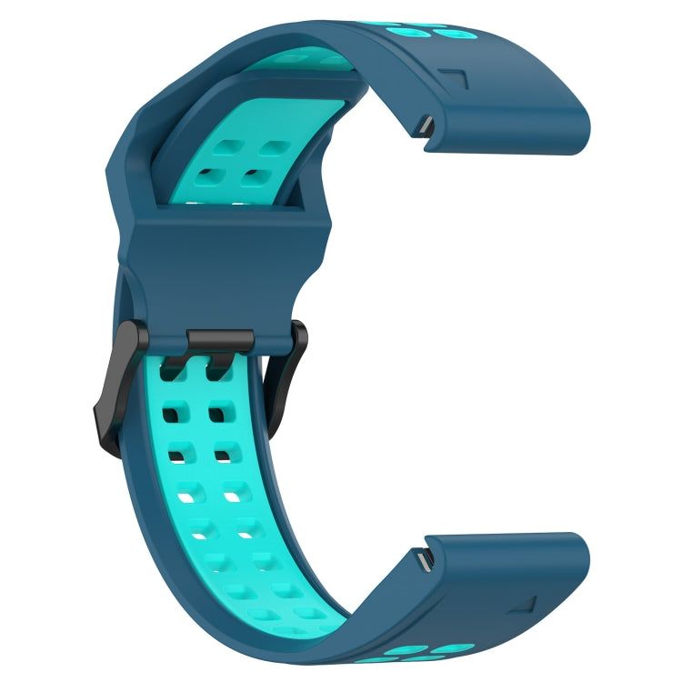 For Garmin Instinct 2 22mm Two-Color Reverse Buckle Silicone Watch Band(Blue+Teal) - Watch Bands by PMC TechLife | Online Shopping South Africa | PMC TechLife