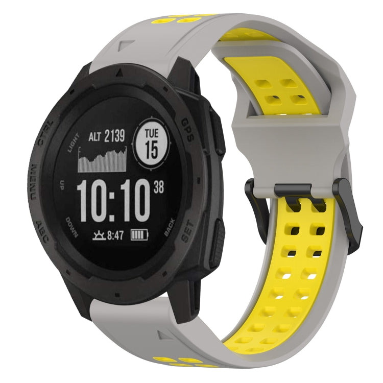 For Garmin Instinct 22mm Two-Color Reverse Buckle Silicone Watch Band(Grey+Yellow) - Watch Bands by PMC TechLife | Online Shopping South Africa | PMC TechLife