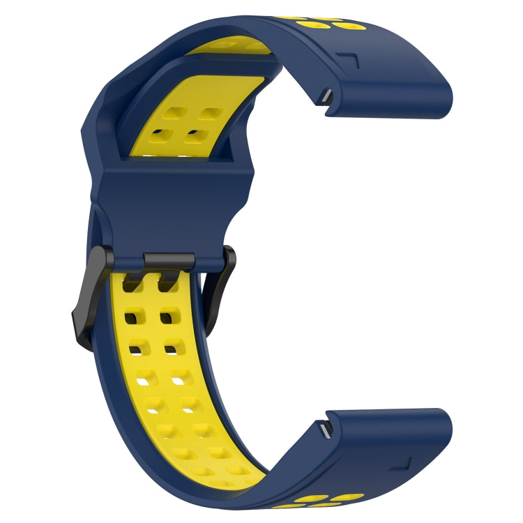 For Garmin Instinct 22mm Two-Color Reverse Buckle Silicone Watch Band(Blue+Yellow) - Watch Bands by PMC TechLife | Online Shopping South Africa | PMC TechLife