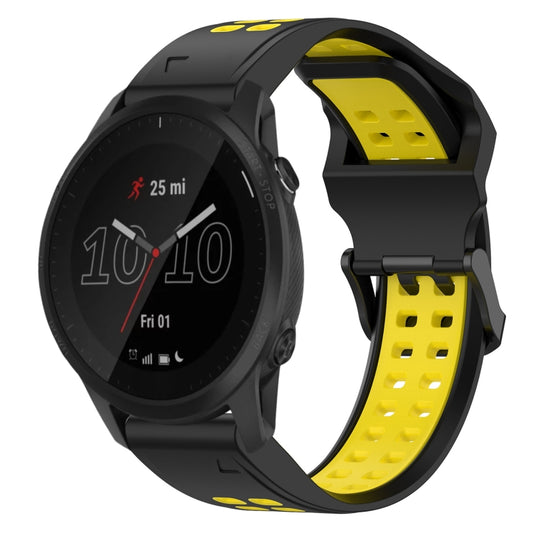 For Garmin Forerunner 945 22mm Two-Color Reverse Buckle Silicone Watch Band(Black+Yellow) - Watch Bands by PMC Jewellery | Online Shopping South Africa | PMC Jewellery