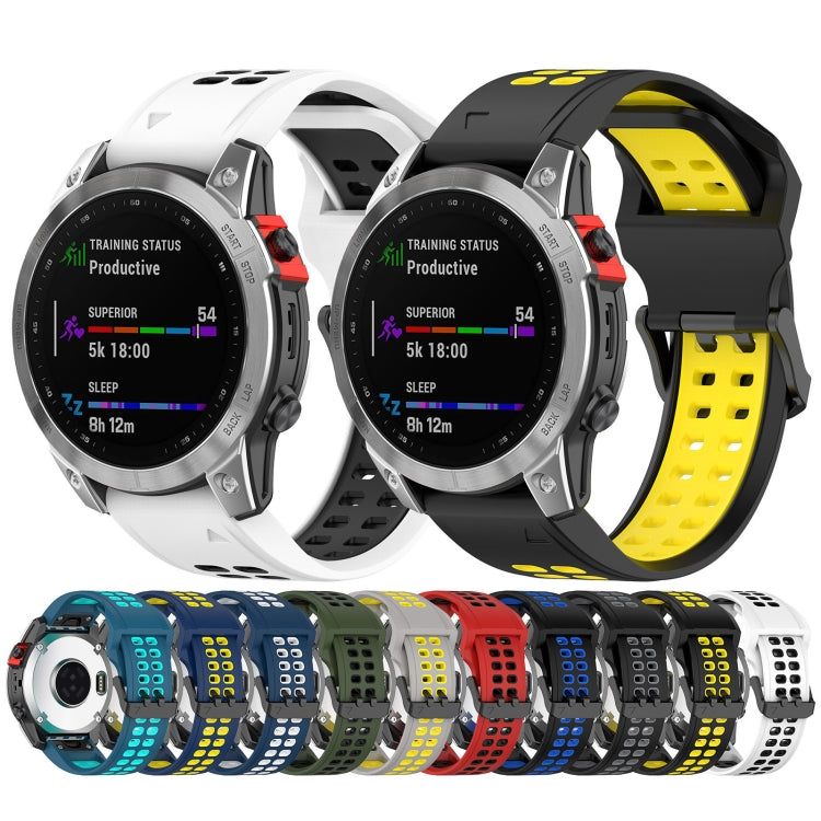 For Garmin Fenix 5 Plus 22mm Two-Color Reverse Buckle Silicone Watch Band(Grey+Yellow) - Watch Bands by PMC Jewellery | Online Shopping South Africa | PMC Jewellery