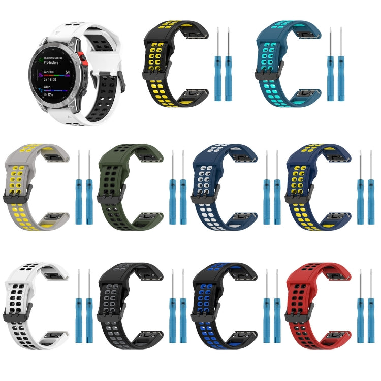 For Garmin Instinct Crossover 22mm Two-Color Reverse Buckle Silicone Watch Band(Black+Blue) - Watch Bands by PMC TechLife | Online Shopping South Africa | PMC TechLife