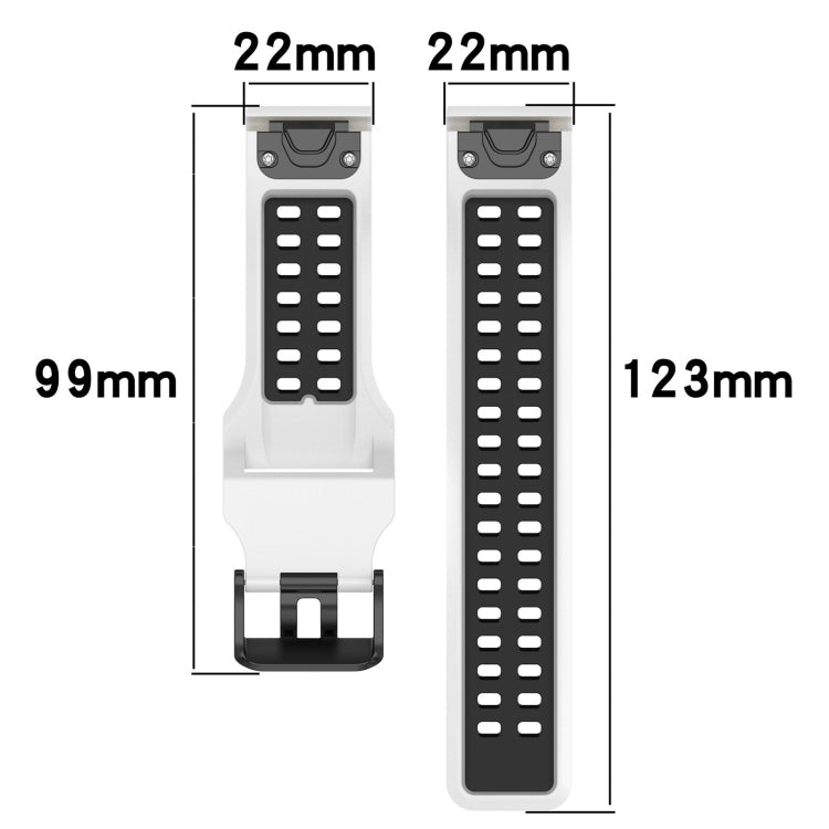 For Garmin Instinct Crossover Solar 22mm Two-Color Reverse Buckle Silicone Watch Band(Black+Blue) - Watch Bands by PMC TechLife | Online Shopping South Africa | PMC TechLife