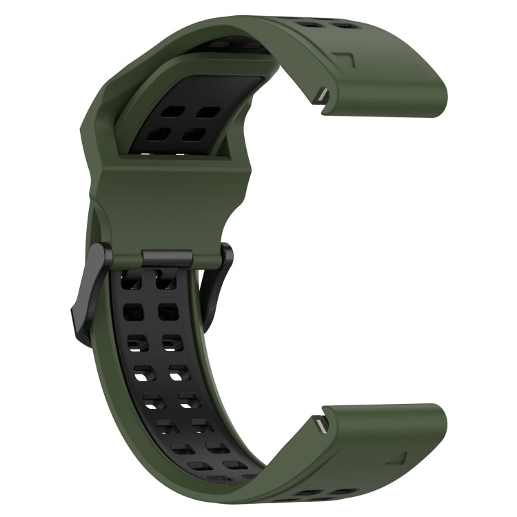 For Garmin Epix Pro 51mm 26mm Two-Color Reverse Buckle Silicone Watch Band(Army Green+Black) - Watch Bands by PMC Jewellery | Online Shopping South Africa | PMC Jewellery