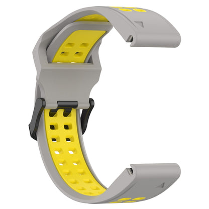 For Garmin Fenix 5X 26mm Two-Color Reverse Buckle Silicone Watch Band(Grey+Yellow) - Watch Bands by PMC Jewellery | Online Shopping South Africa | PMC Jewellery