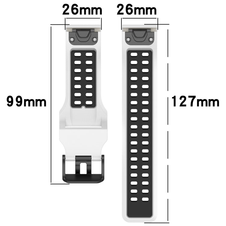 For Garmin Fenix 5X Plus 26mm Two-Color Reverse Buckle Silicone Watch Band(Black+Grey) - Watch Bands by PMC Jewellery | Online Shopping South Africa | PMC Jewellery