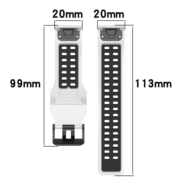 For Garmin Fenix 5S 20mm Two-Color Reverse Buckle Silicone Watch Band(Black+Grey) - Watch Bands by PMC Jewellery | Online Shopping South Africa | PMC Jewellery