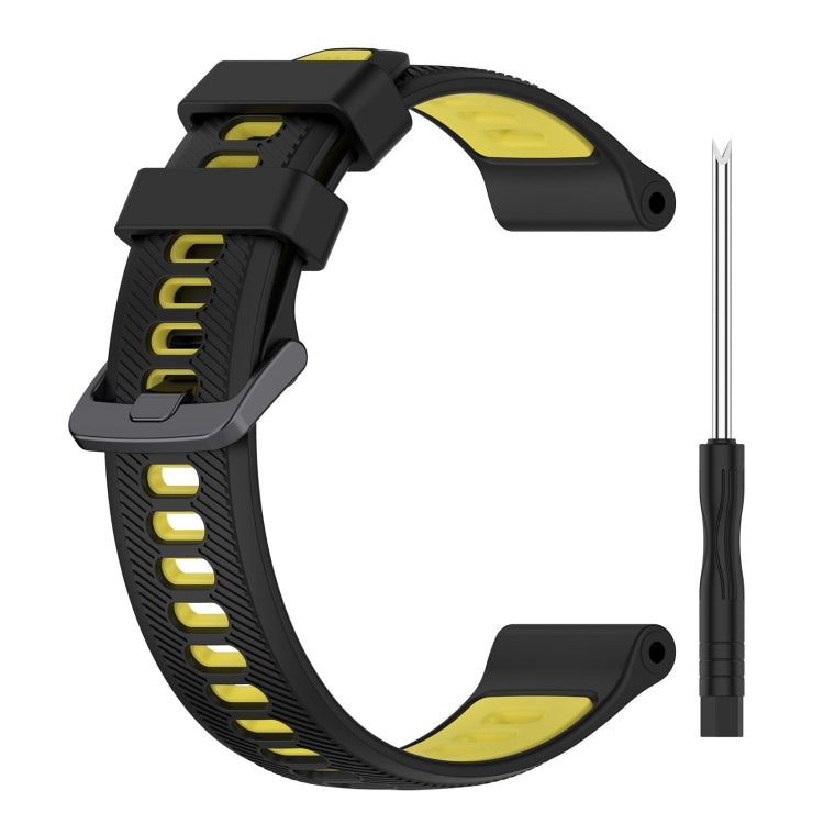 For Garmin Forerunner 955 Sports Two-Color Silicone Watch Band(Black+Yellow) - Watch Bands by PMC Jewellery | Online Shopping South Africa | PMC Jewellery