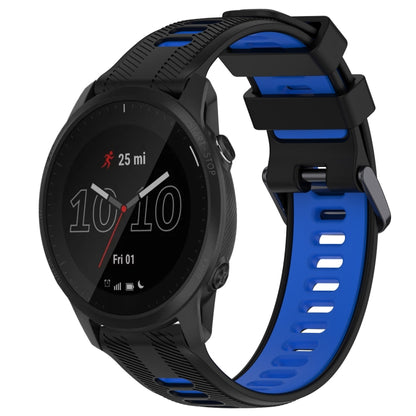 For Garmin Forerunner 945 Sports Two-Color Silicone Watch Band(Black+Blue) - Watch Bands by PMC Jewellery | Online Shopping South Africa | PMC Jewellery