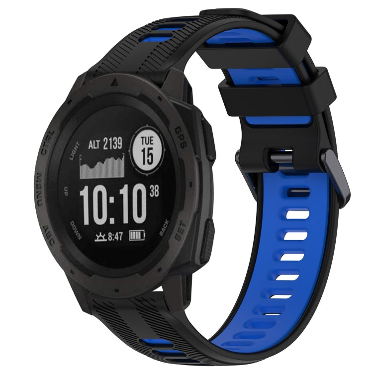 For Garmin Instinct Sports Two-Color Silicone Watch Band(Black+Blue) - Watch Bands by PMC Jewellery | Online Shopping South Africa | PMC Jewellery