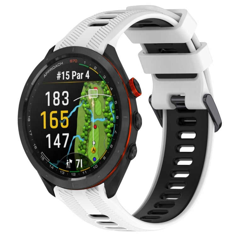 Compatible with Garmin Approach S70 47mm Sports Two-Color Silicone Watch Band(White+Black) - Watch Bands by PMC TechLife | Online Shopping South Africa | PMC TechLife | Buy Now Pay Later Mobicred