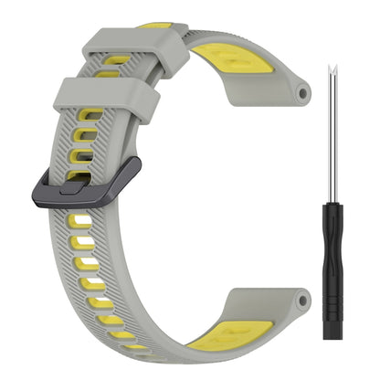 For Garmin Approach S70 47mm Sports Two-Color Silicone Watch Band(Grey+Yellow) - Watch Bands by PMC Jewellery | Online Shopping South Africa | PMC Jewellery