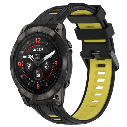 For Garmin EPIX Pro 47mm Sports Two-Color Silicone Watch Band(Black+Yellow) - Watch Bands by PMC Jewellery | Online Shopping South Africa | PMC Jewellery