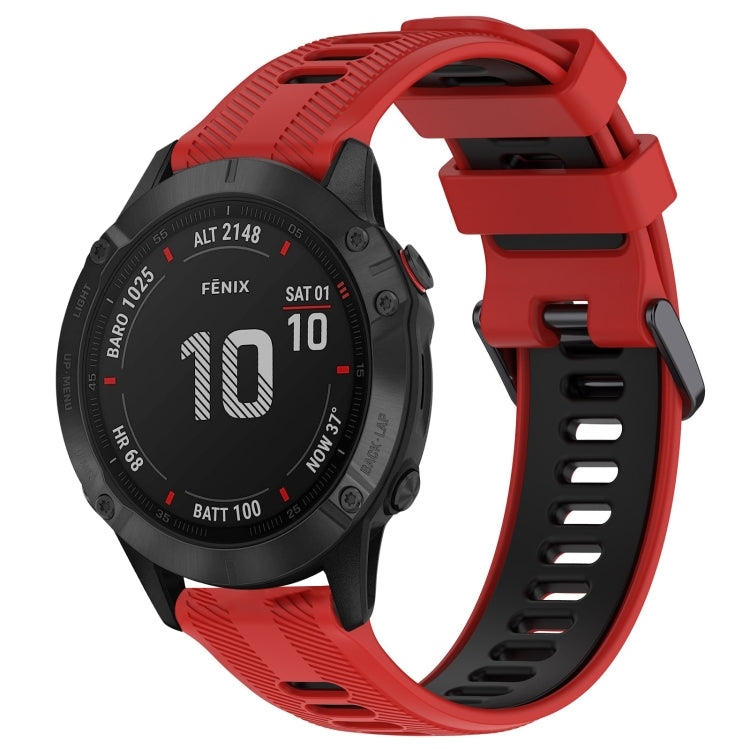 For Garmin Fenix 6 Pro Sports Two-Color Silicone Watch Band(Red+Black) - Watch Bands by PMC Jewellery | Online Shopping South Africa | PMC Jewellery