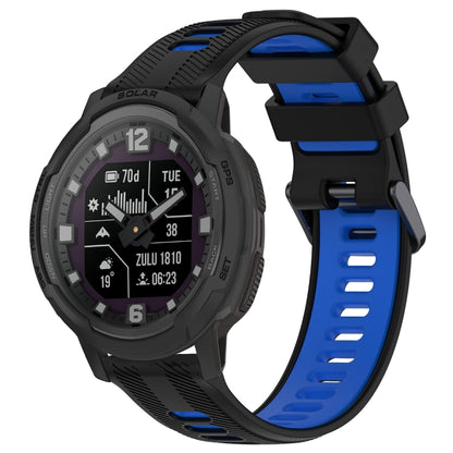 For Garmin Instinct Crossover Sports Two-Color Silicone Watch Band(Black+Blue) - Watch Bands by PMC Jewellery | Online Shopping South Africa | PMC Jewellery