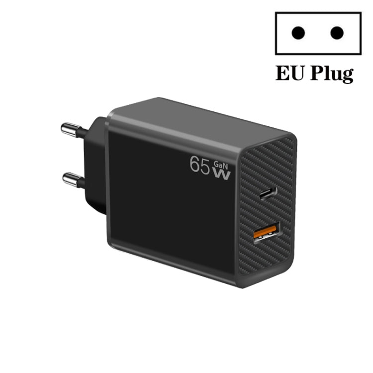 GaN PD48W Type-C PD3.0 + USB3.0 Notebook Adapter for  MacBook Series ，EU Plug(Black) - Cable & Adapter by PMC TechLife | Online Shopping South Africa | PMC TechLife