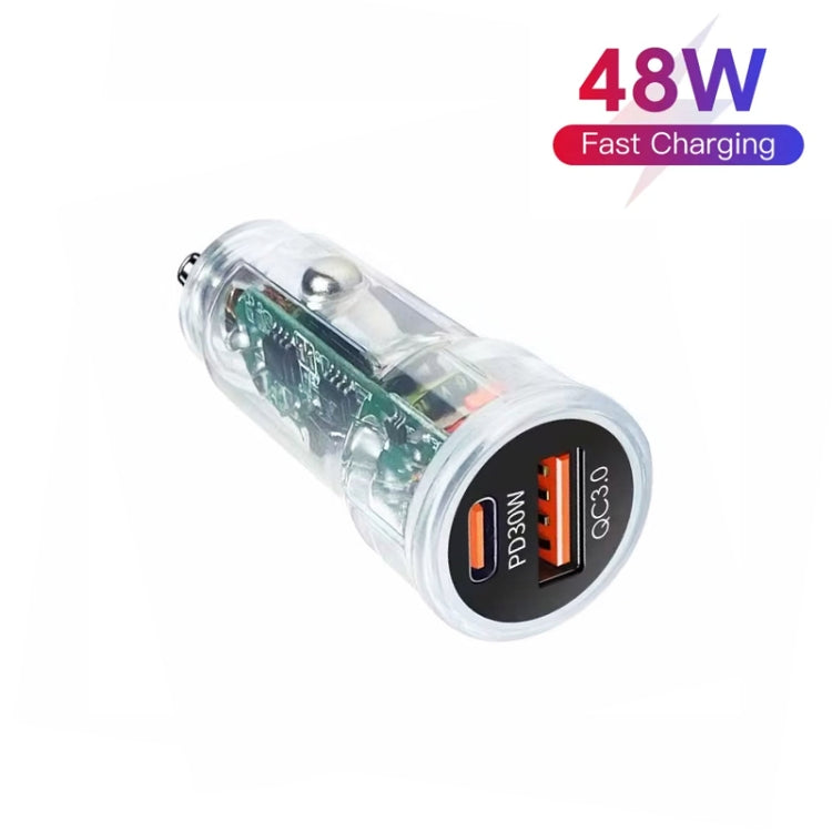 P35 48W PD30W+QC3.0 18W USB Transparent Car Quick Charge(Transparent) - Car Charger by PMC TechLife | Online Shopping South Africa | PMC TechLife