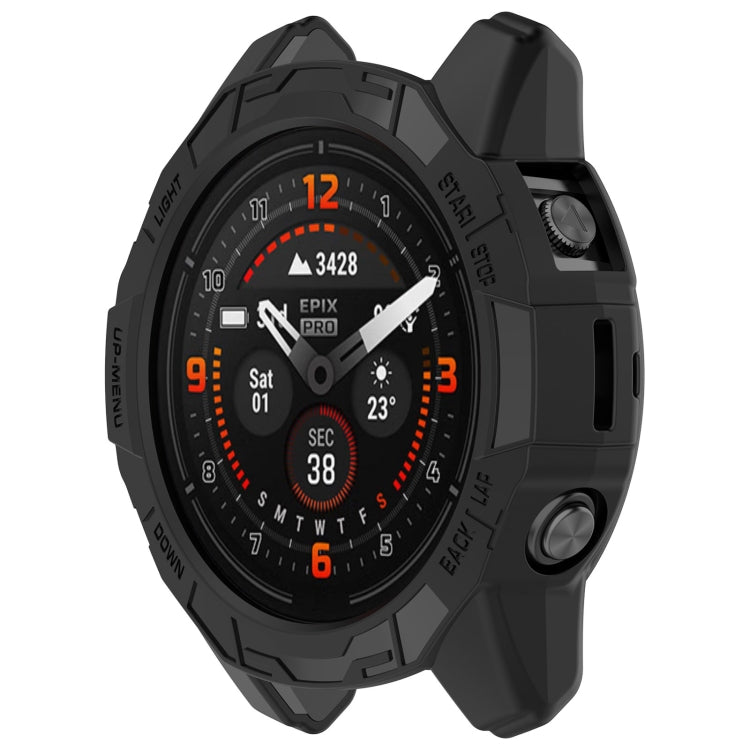 For Garmin Epix Pro 51mm / Fenix 7X / 7X Pro Armored TPU Half Wrapped Watch Protective Case(Black) - Watch Cases by PMC Jewellery | Online Shopping South Africa | PMC Jewellery | Buy Now Pay Later Mobicred