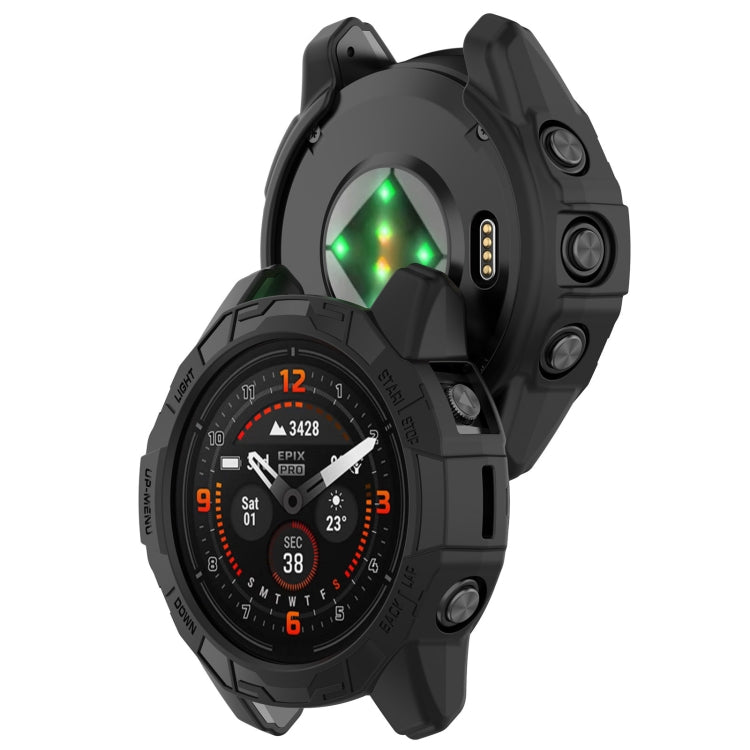 For Garmin Epix Pro 51mm / Fenix 7X / 7X Pro Armored TPU Half Wrapped Watch Protective Case(Black) - Watch Cases by PMC TechLife | Online Shopping South Africa | PMC TechLife | Buy Now Pay Later Mobicred