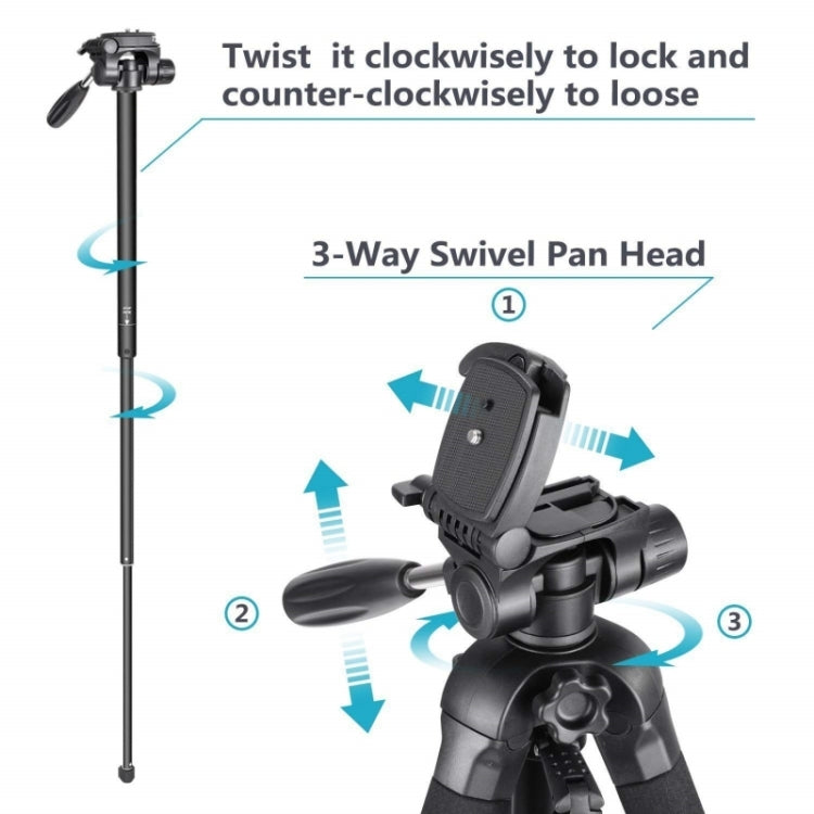 JMARY KP2264 Portable Detachable Tripod Mobile Phone SLR Camera Aluminium Alloy Stand(Black) - Tripods by Jmary | Online Shopping South Africa | PMC Jewellery