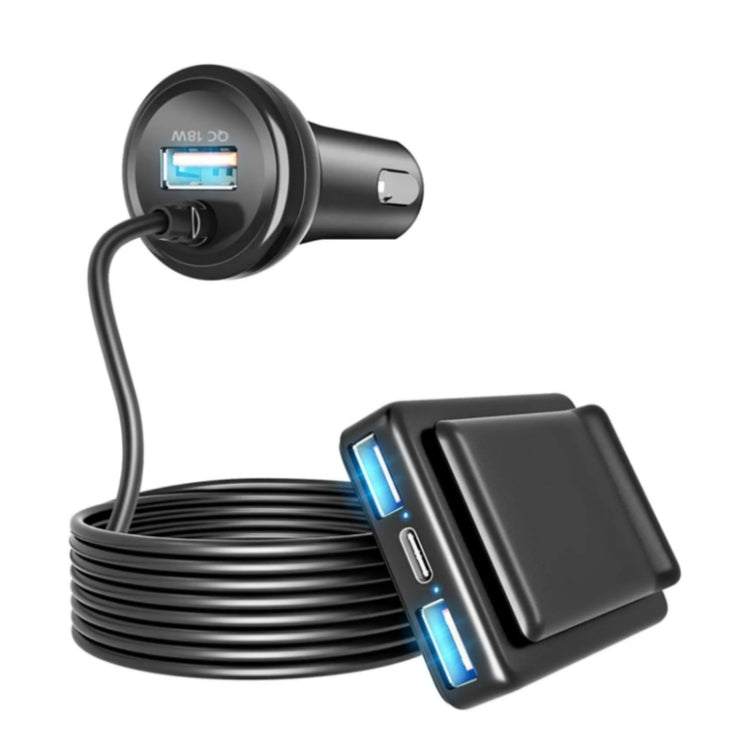 TR-43 For Back Seat PD 18W Fast Charging Car Charger 2m Extention Charger Adapter - Car Charger by PMC TechLife | Online Shopping South Africa | PMC TechLife