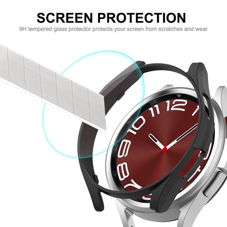 For Samsung Galaxy Watch6 Classic 47mm ENKAY Hat-Prince Electroplated Hard PC Case + 0.2mm 9H Glass Screen Protector(Black) - Watch Cases by ENKAY | Online Shopping South Africa | PMC Jewellery | Buy Now Pay Later Mobicred