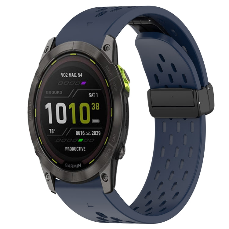 Compatible with Garmin Enduro 2 26mm Folding Buckle Hole Silicone Watch Band(Midnight Blue) - free shipping - PMC TechLife - Order now!