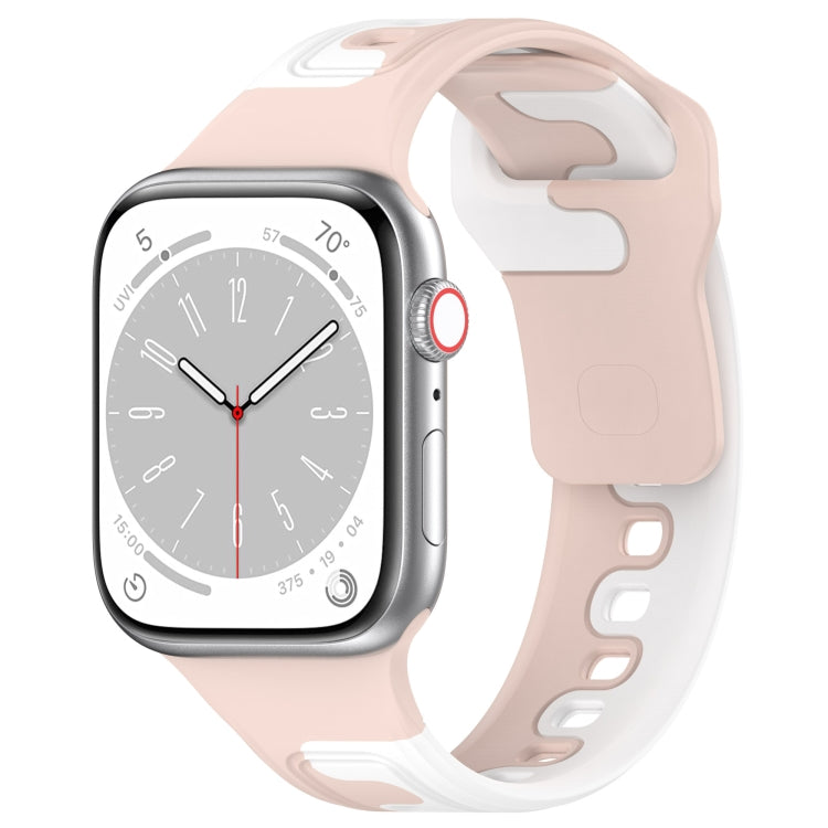 For Apple Watch 7 45mm Double Color Silicone Watch Band(Pink+White) - Watch Bands by PMC TechLife | Online Shopping South Africa | PMC TechLife