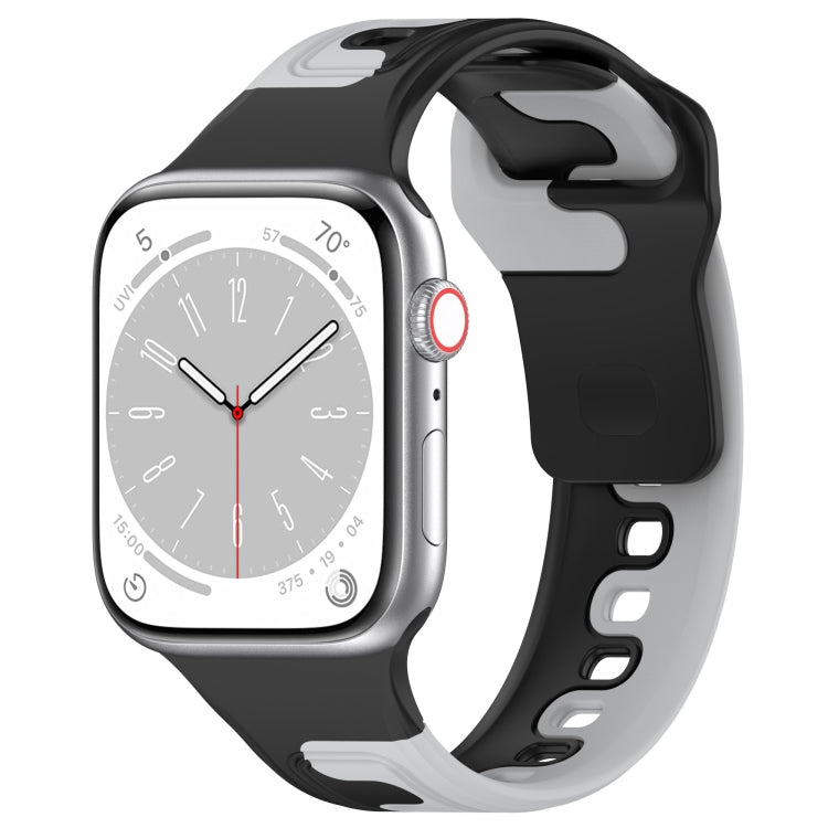 For Apple Watch 7 41mm Double Color Silicone Watch Band(Black+Grey) - Watch Bands by PMC TechLife | Online Shopping South Africa | PMC TechLife