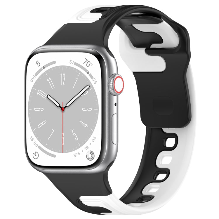 For Apple Watch SE 44mm Double Color Silicone Watch Band(Black+White) - Watch Bands by PMC TechLife | Online Shopping South Africa | PMC TechLife