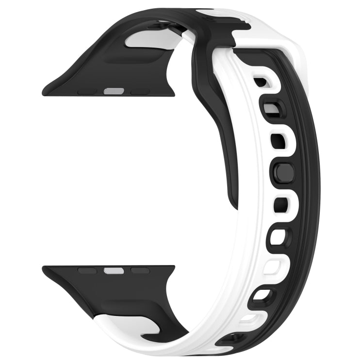 For Apple Watch 42mm Double Color Silicone Watch Band(Black+White) - Watch Bands by PMC TechLife | Online Shopping South Africa | PMC TechLife